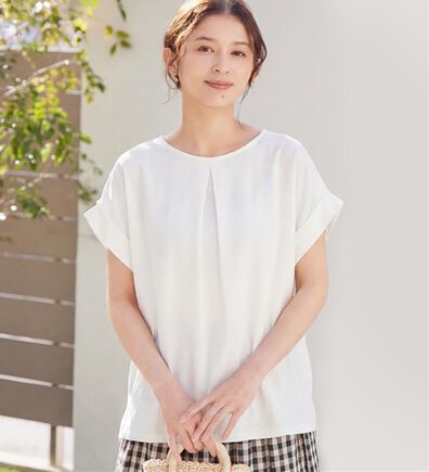 Viola e Viola（ヴィオラ エ ヴィオラ）の「【接触冷感】綿１００％前後２ＷＡＹタックトップス　さらひやりコットン（カットソー）」