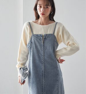 RANAN（ラナン）の「フロントジップデニムジャンスカ（その他ワンピース）」｜ブルー
