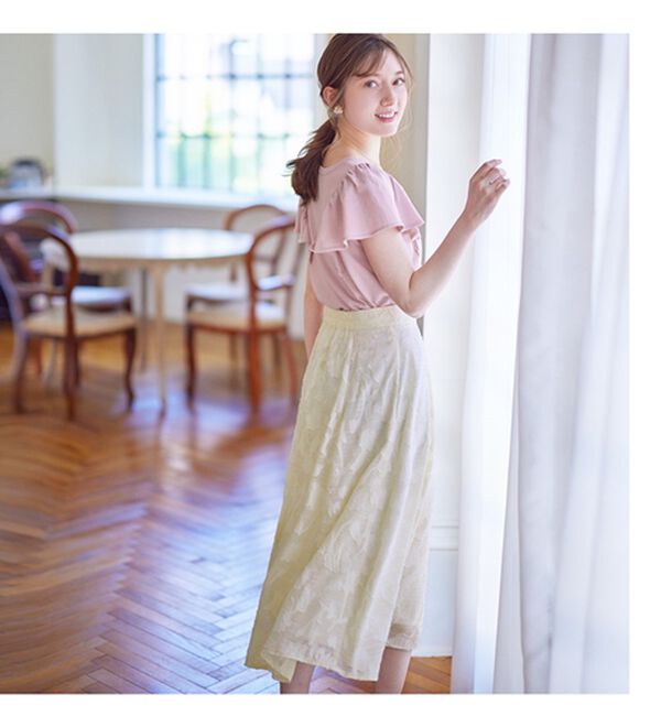 alotta（アロッタ）の「パール調ボタンフリル袖サマーニット【美人百花掲載】（ニット・セーター）」｜詳細画像