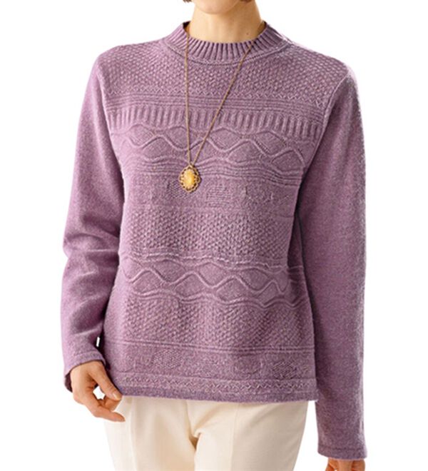 ルフラン（ルフラン）の「ウール１００％！編地デザインニット（ニット・セーター）」｜詳細画像