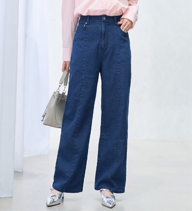 alotta（アロッタ）の「【ストレッチ】美脚魅せ！ワイドデニムパンツ（ワイドパンツ・ガウチョ）」
