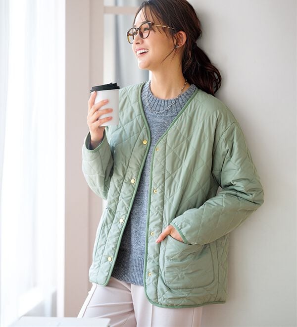 BELLUNA（ベルーナ）の「パイピング使い裏ボアキルトコート（ハーフコート）」｜詳細画像