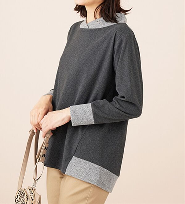 BELLUNA（ベルーナ）の「ワイドネックデザイン配色切替プルオーバー（カットソー）」｜詳細画像