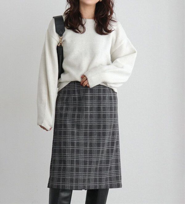 Pierrot（ピエロ）の「丈と柄が選べるカシミヤタッチＩラインスカート（ロングスカート）」｜詳細画像
