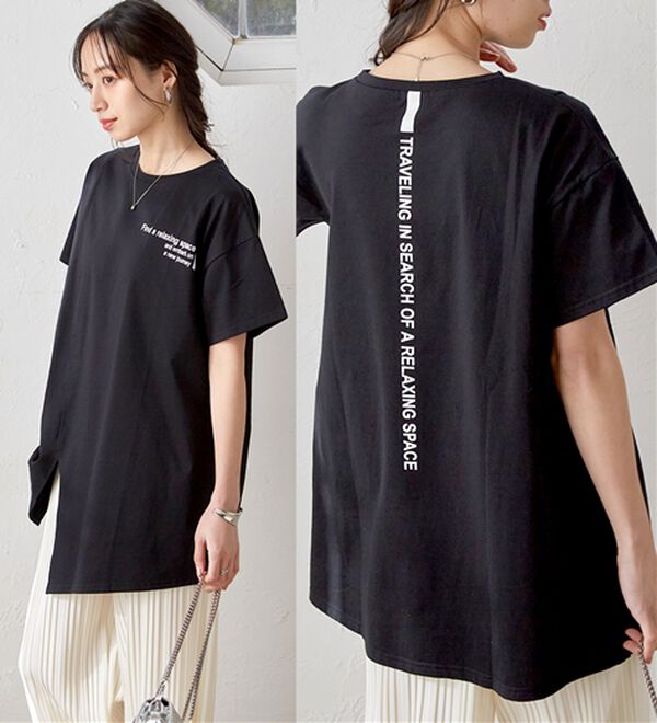 ひんやり】ロゴプリントチュニックTシャツ - ベルーナ【公式】