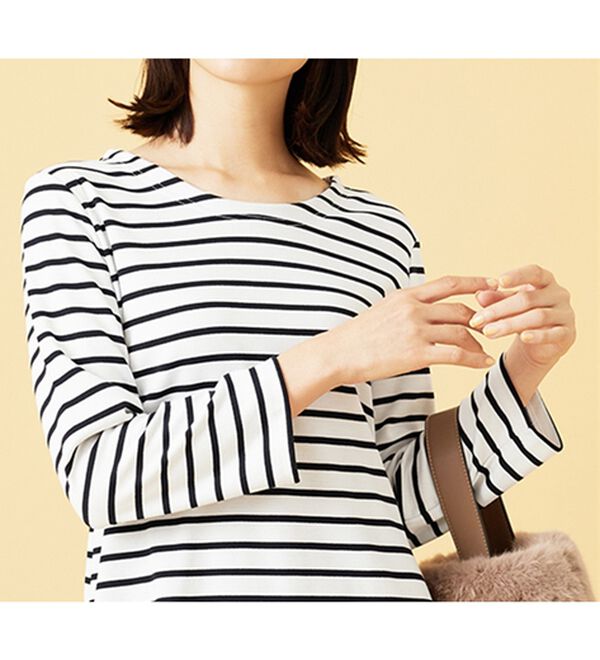 BELLUNA（ベルーナ）の「柔らかポンチ素材ボーダープルオーバー（カットソー）」｜詳細画像