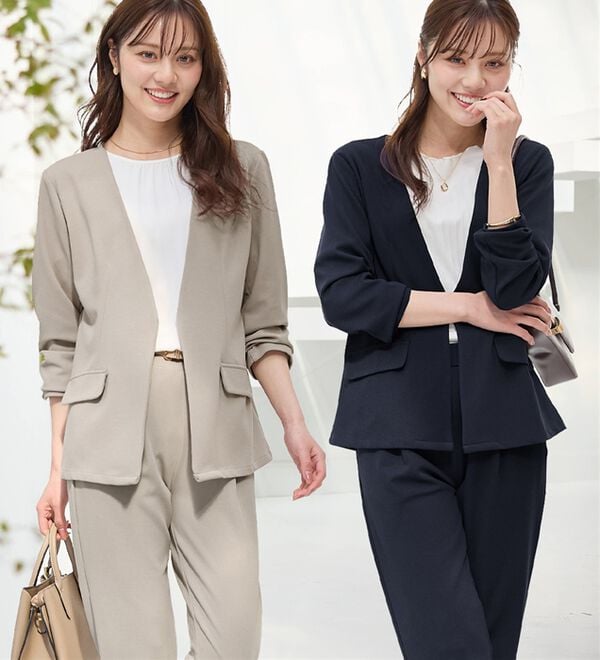 ロートレアモンデュクラス　ソアパールジャケットパンツ　セットアップ 4つの機能付】通勤にも使える！ひんやりテーパードセットアップ