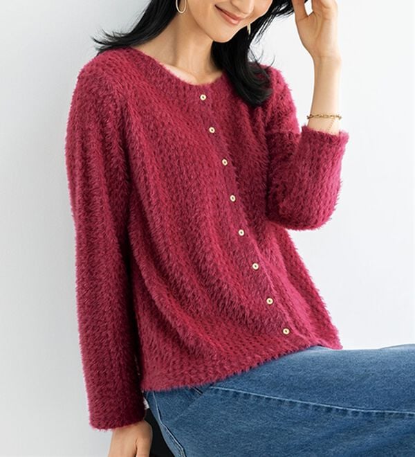 BELLUNA（ベルーナ）の「秋の風を感じたら　薄手シャギーカーディガン（その他カーディガン）」｜チェリー