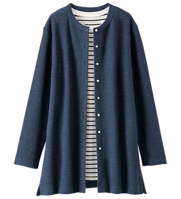 BELLUNA（ベルーナ）の「ツイード調カーデ&times;ボーダーアンサンブル（アンサンブル）」｜詳細画像