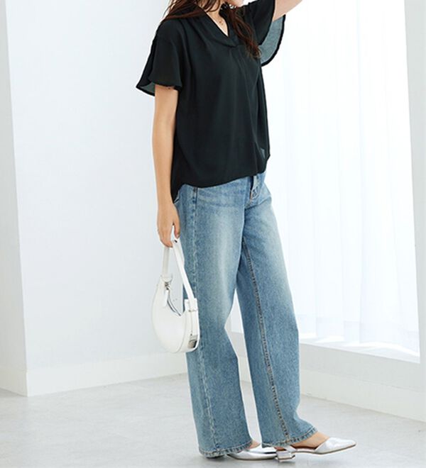 GeeRA（ジーラ）の「サラサラ涼しい！着やせも叶うフレアー袖ブラウス（ブラウス）」｜詳細画像