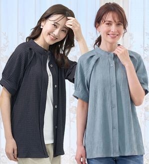 BELLUNA（ベルーナ）の「羽織れる！ポコポコ素材ストレッチシャツ（ブラウス）」｜詳細画像