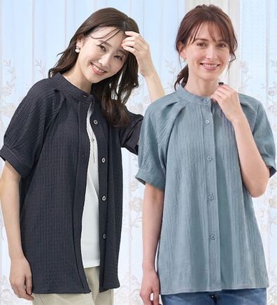 BELLUNA（ベルーナ）の「羽織れる！ポコポコ素材ストレッチシャツ（ブラウス）」