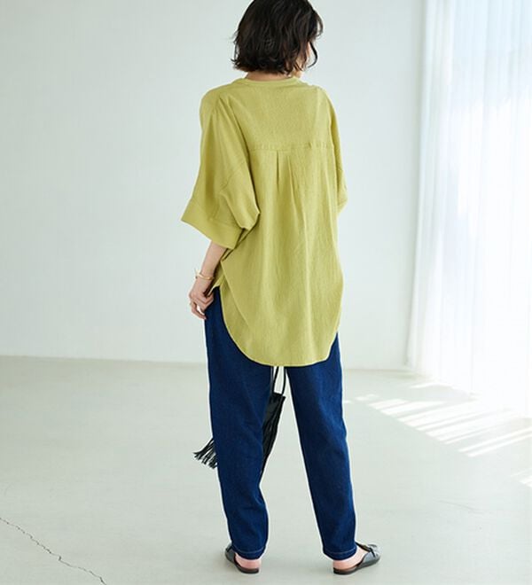 BELLUNA（ベルーナ）の「綿麻デニムすっきり見えゆるパンツ（フルレングスパンツ）」｜詳細画像