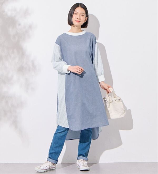 Viola e Viola（ヴィオラ エ ヴィオラ）の「ストライプ切替ワンピース（その他ワンピース）」｜詳細画像