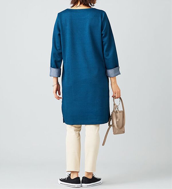 BELLUNA（ベルーナ）の「ボタン使いボーダージャカードワンピース（その他ワンピース）」｜詳細画像