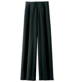 BELLUNA（ベルーナ）の「まるではく毛布！静電防止付裏ファーワイドパンツ（フルレングスパンツ）」｜黒