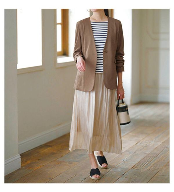 BELLUNA（ベルーナ）の「カジュアルコーデにきちんと感を！ノーカラージャケット（ノーカラージャケット）」｜詳細画像