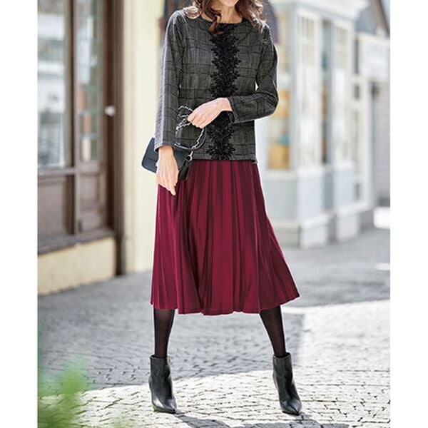 BELLUNA（ベルーナ）の「レース使いチェックジャカードプルオーバー（カットソー）」｜詳細画像