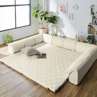 iellio（イエリオ）の「はっ水ゆったり・まったりクッション一体型ラグ＜洗える・布帛（ふはく）タイプ・フロアソファ・ローソファー・ロングシーズン＞（ラグ）」