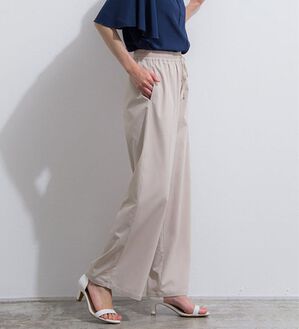Pierrot（ピエロ）の「【選べる丈】ストレッチツイルワイドパンツ（ワイドパンツ・ガウチョ）」｜グレージュ