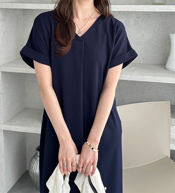 GeeRA（ジーラ）の「ひんやり快適！ジャカードスキッパーワンピ（カットソーワンピース）」｜詳細画像