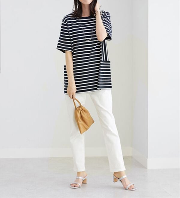 BELLUNA（ベルーナ）の「サイドポケット使いボーダー柄チュニック（チュニック）」｜詳細画像