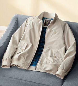 「＜ゴールデンベア＞裏フリース暖かスイングトップ（メンズブルゾン）」｜ライトベージュ