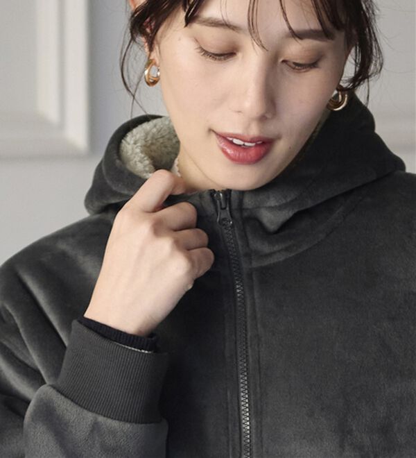 BELLUNA（ベルーナ）の「【快適Ｌａｂ．】リッチベロア素材裏ボアパーカー（パーカー）」｜詳細画像