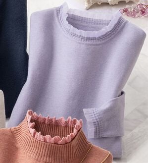 ルフラン（ルフラン）の「顔まわりで彩る＊デザイン衿ニット（ニット・セーター）」｜ラベンダー