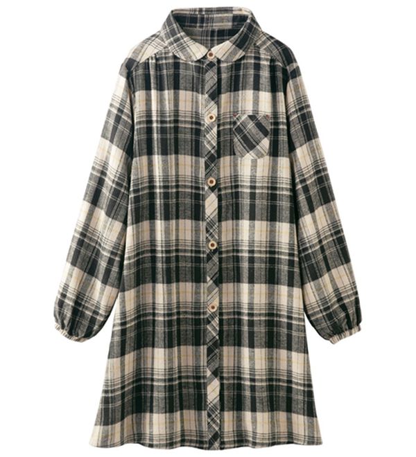 「【３枚組】家事もらく！ほっこりビックチェックシャツ（チュニック）」｜詳細画像