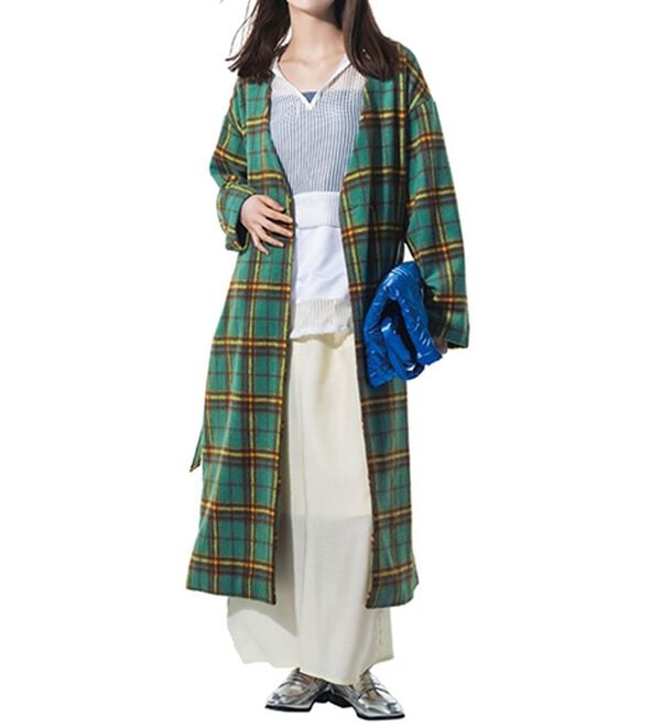 RANAN（ラナン）の「ビッグチェック柄シャギーコート（ロングコート）」｜詳細画像