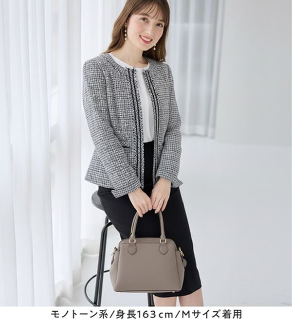 alotta（アロッタ）の「【洗える】フリンジ使いツイードノーカラージャケット（ノーカラージャケット）」｜詳細画像