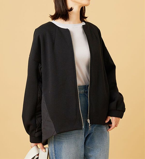 BELLUNA（ベルーナ）の「中わたキルト切替ノーカラージャケット（ノーカラージャケット）」｜詳細画像