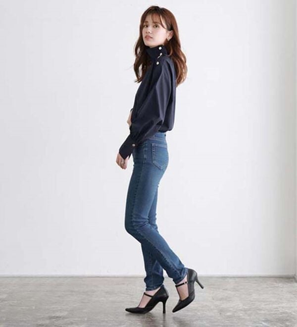 Pierrot（ピエロ）の「【ＸＳ～４Ｌ】ストレッチスキニーデニムパンツ（フルレングスパンツ）」｜詳細画像