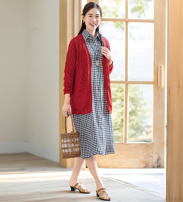 ルフラン（ルフラン）の「リネンタッチの透かし編みカーディガン（その他ジャケット）」｜詳細画像