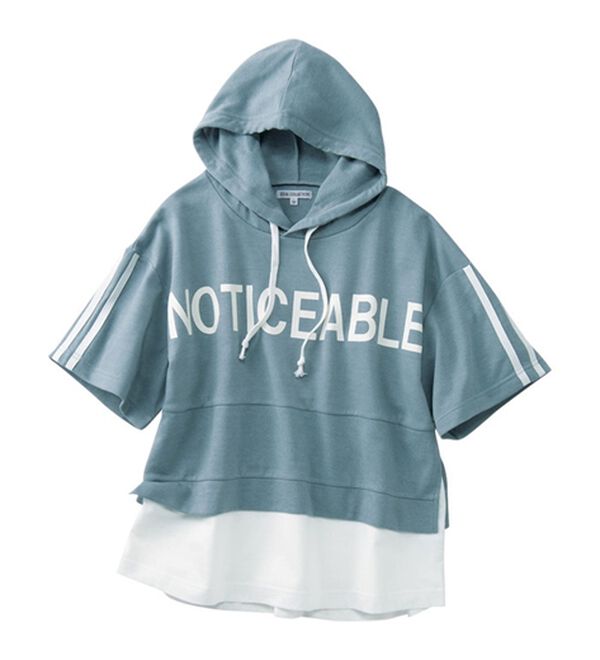 YU'NOW（ユナウ）の「裾レイヤードスポーティロゴパーカー＆パンツセット（パジャマ・ルームウェア）」｜詳細画像