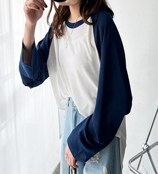 GeeRA（ジーラ）の「ラグラン切替配色スラブシアーカットソー（カットソー）」｜詳細画像