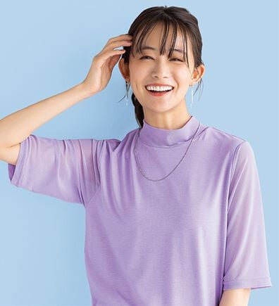 BELLUNA（ベルーナ）の「【５分袖】チュール切替上品インナー（カットソー）」