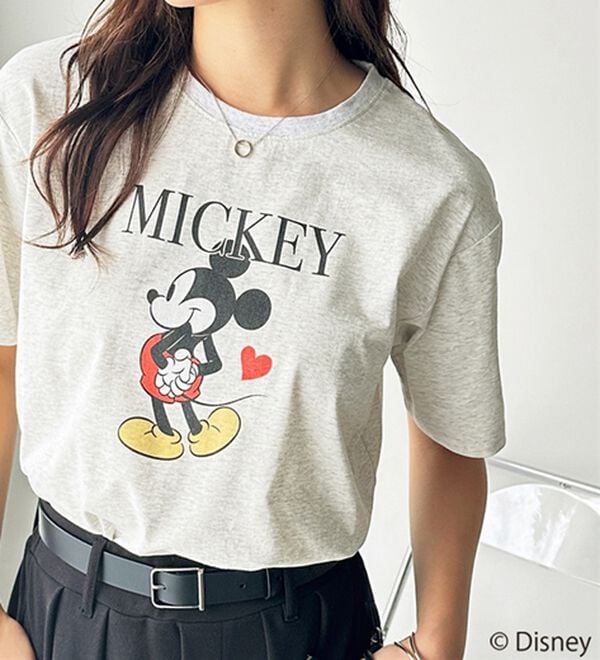 GeeRA（ジーラ）の「【Disney/ディズニー】別注/Mickey Mouse＆Minnie Mouse/ヴィンテージプリントTシャツ（カットソー）」｜詳細画像
