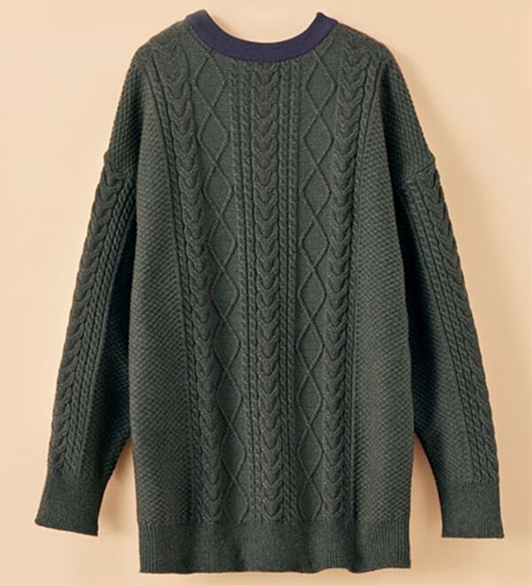 BELLUNA（ベルーナ）の「【２枚組】編地切替配色デザインニットプルオーバー（ニット・セーター）」｜詳細画像