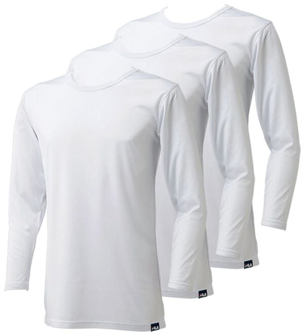 「【３枚組】＜フィラ＞ホットテック　柔らか裏起毛インナー（メンズ肌着・インナーウェア）」｜ホワイト 長袖丸首