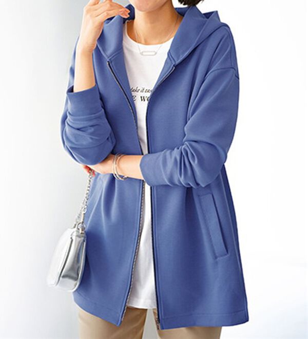 BELLUNA（ベルーナ）の「フードデザインとろみ素材ジップアップパーカー（パーカー）」｜詳細画像