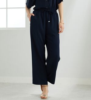 BELLUNA（ベルーナ）の「【快適Ｌａｂ．】お手入れ楽々ビンテージ調素材ワイドパンツ（ワイドパンツ・ガウチョ）」｜ネイビー