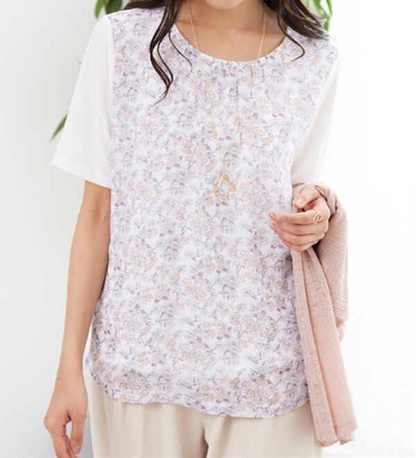 BELLUNA（ベルーナ）の「シフォンプリントカーディガンアンサンブル（アンサンブル）」｜詳細画像