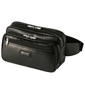 「＜ダンロップ・リファインド＞豊岡製２ＷＡＹ多機能ウエストバッグ（メンズボディバッグ・ウエストポーチ）」｜クロ