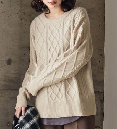 alotta（アロッタ）の「バックリボンケーブル柄ニット（ニット・セーター）」