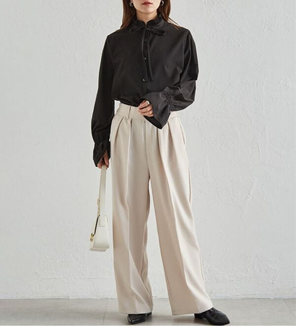 RANAN（ラナン）の「プチフリルリボン付きブラウス（ブラウス）」｜詳細画像