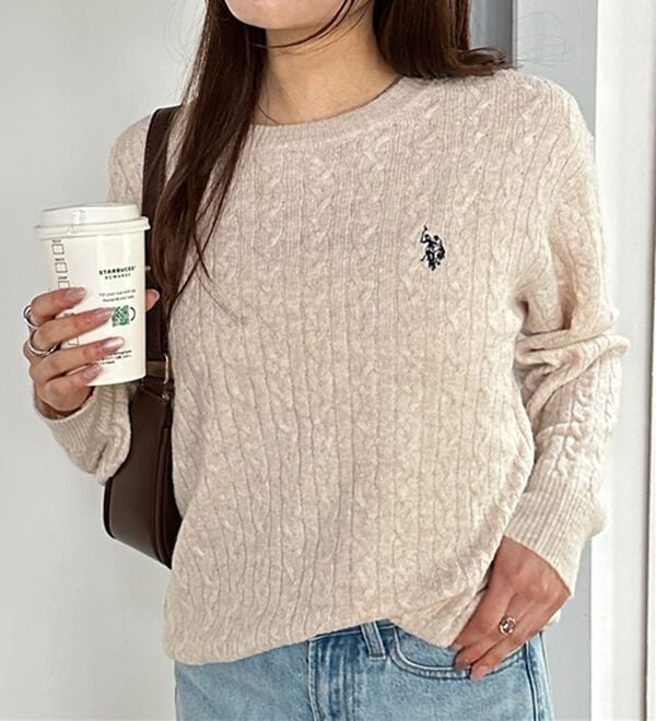 RANAN（ラナン）の「＜U.S.POLO ASSN.ユーエスポロアッスン＞ ワンポイントケーブルニット（ニット・セーター）」｜詳細画像