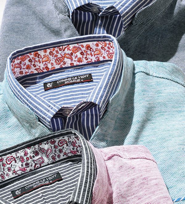 「＜コムルヴァン・オム＞リネンブレンド大人のダブル衿ポロ（メンズポロシャツ）」｜グリーン