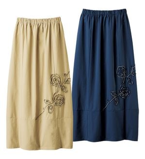 ルフラン（ルフラン）の「【２色組】コード刺しゅうコクーンスカート（ひざ丈スカート）」｜詳細画像